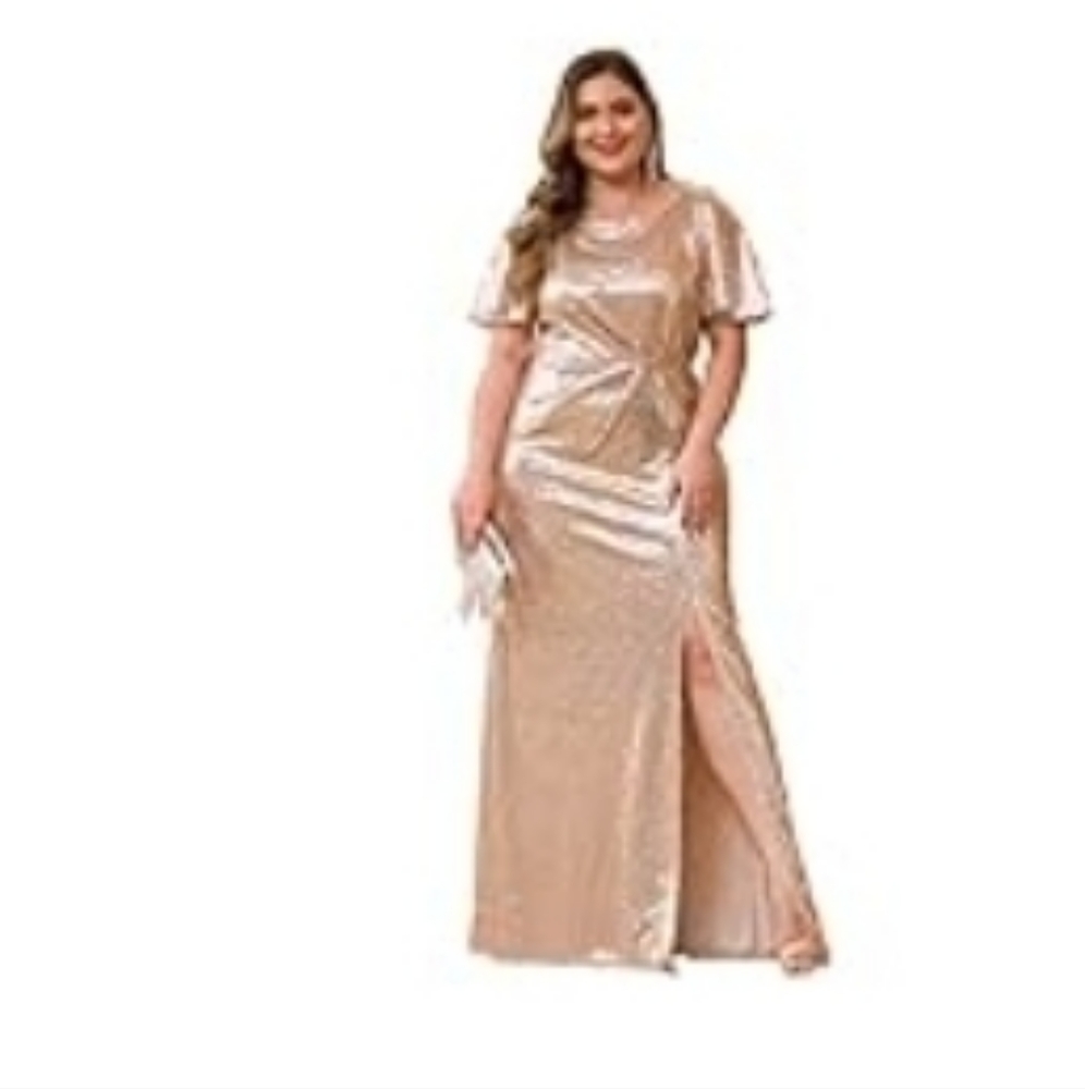 Formal rose gold dress size 18 split in front, wedding party
